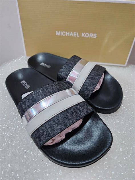 michael kors black patent ballet slippers|Michael Kors slides for women.